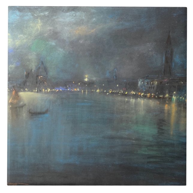 Nocturne von Venedig (von Glenn Cooper Henshaw) Fliese (Vorderseite)