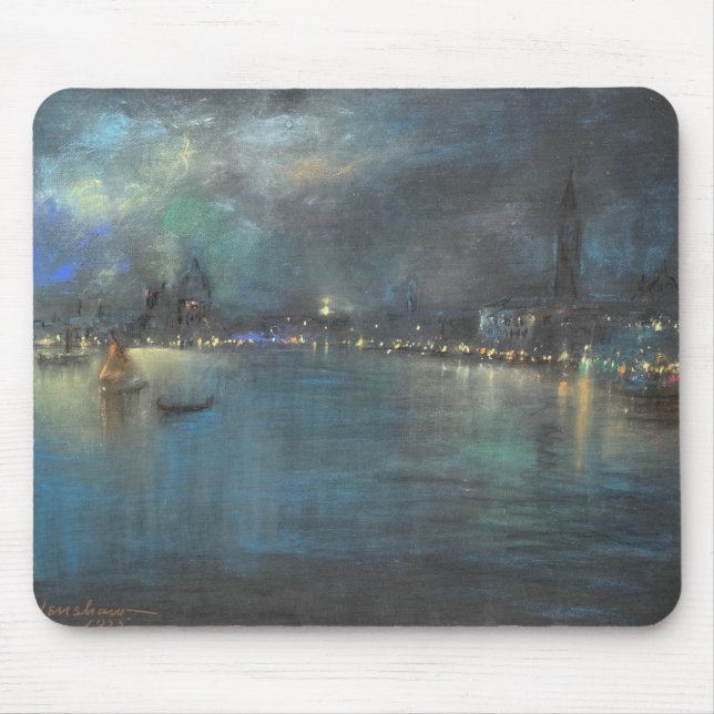 Nocturne von Venedig (von Glenn Cooper Henshaw) Mousepad (Vorne)
