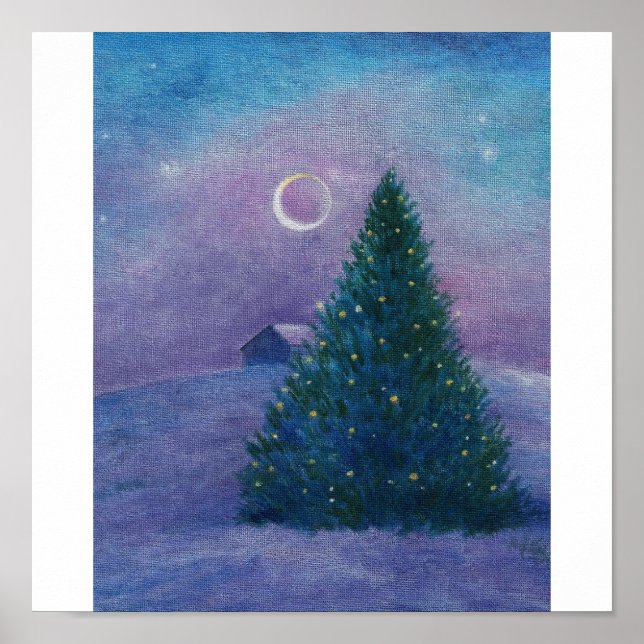 Nocturne Winter Wonderland Christmas Pine Poster (Vorne)