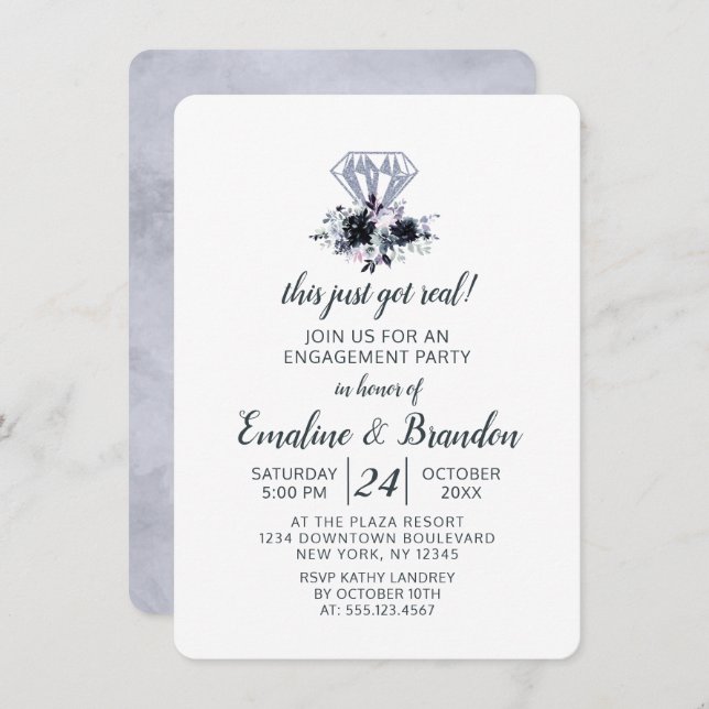 Nocturnieren Sie, dass gerade eine echte Engagemen Einladung (Vorne/Hinten)