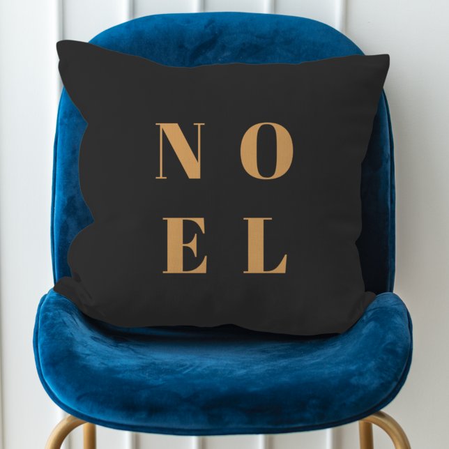 Noel Black and Gold Trendy Stylish Christmas Kissen (Von Creator hochgeladen)