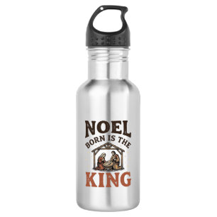 Noel Born Is the King Vintage Nativity Weihnachten Edelstahlflasche