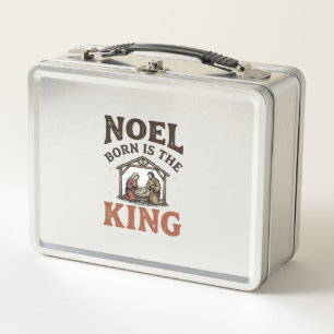 Noel Born Is the King Vintage Nativity Weihnachten Metall Brotdose