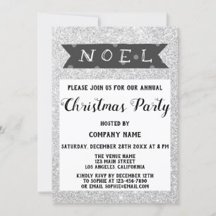 Noel Company Weihnachtsfeier Grau Silber Glitter Einladung