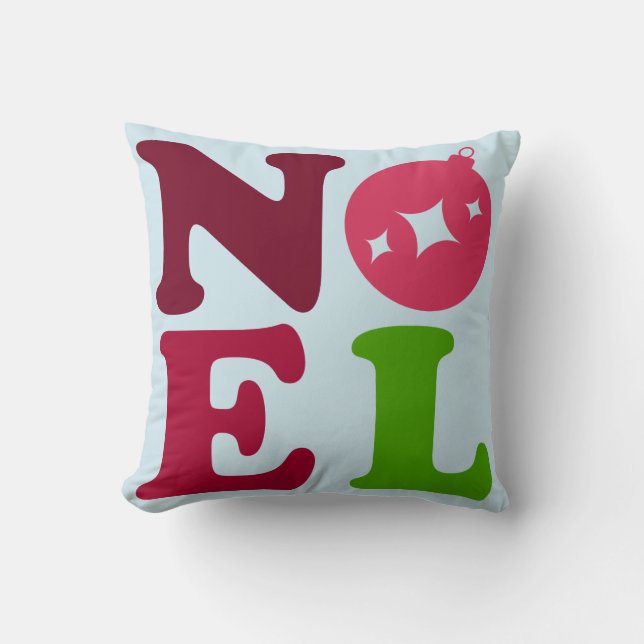 Noel Cute Festive Retro Blue Christmas Kissen (Vorderseite)