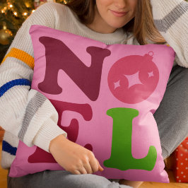 Noel Cute Festive Retro Christmas Pink Green Kissen