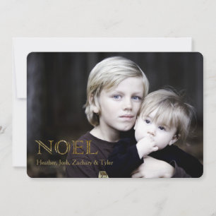 Noel (Gold) Weihnachts-Fotokarte Feiertagskarte