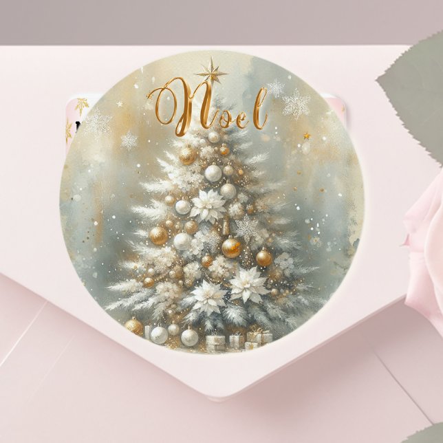 Noel-Klassik-Rundaufkleber Runder Aufkleber (Von Creator hochgeladen)