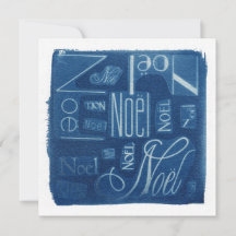 Noël typografisches Cyanotype Quadrat