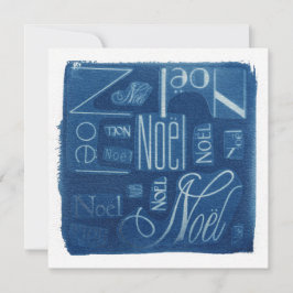 Noël typografisches Cyanotype Quadrat Feiertagskarte