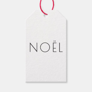 Noël weiß-schwarz-minimalistische Typografie elega Geschenkanhänger