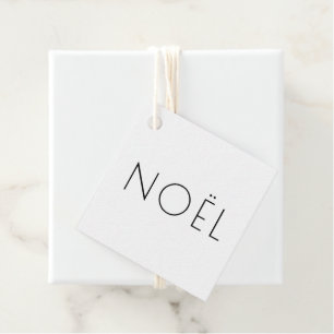 Noël weiß-schwarz-minimalistische Typografie elega Geschenkanhänger