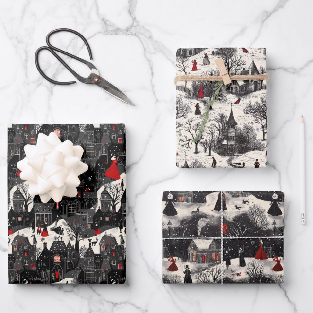 Noelivio – Künstlerische Weihnachtswelten Geschenkpapier Set (Vorderseite)