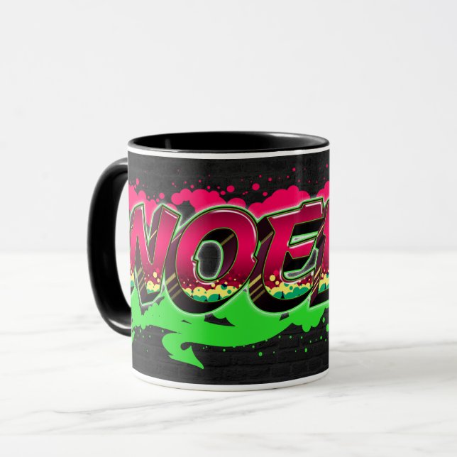 Noelle Vorname Name Graffiti red green Tasse (Vorderseite Links)