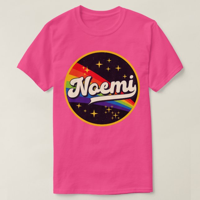 Noemi Rainbow in Space Vintag Style T-Shirt (Design vorne)