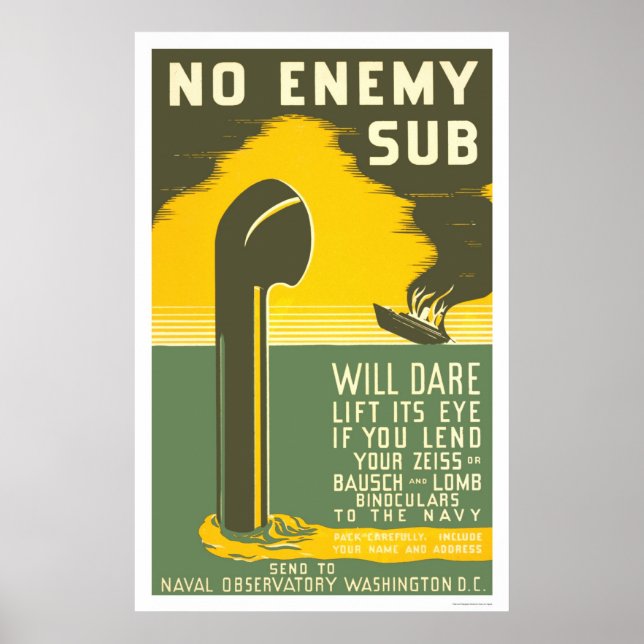 NoEnemy Sub WWII 1942 WPA Poster (Vorne)