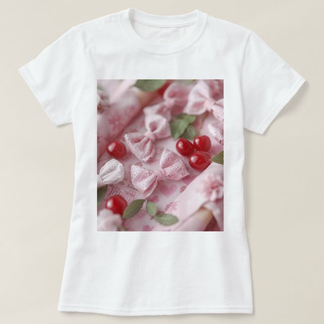 Nœuds roses & cerises coquette T-Shirt (Design vorne)
