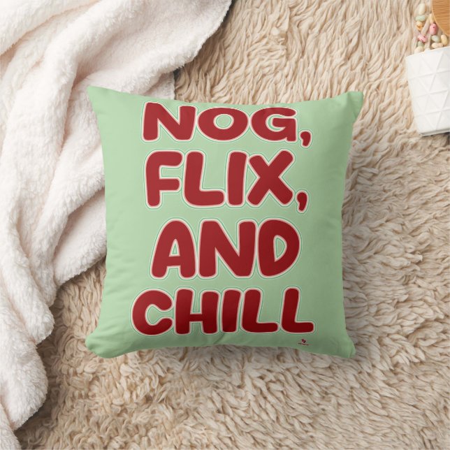 Nog Flix and Chill Funny Christmas Hang Out  Kissen (Decke)