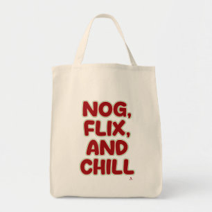 Nog Flix und Chill Lustiger Weihnachtsausflug Tragetasche