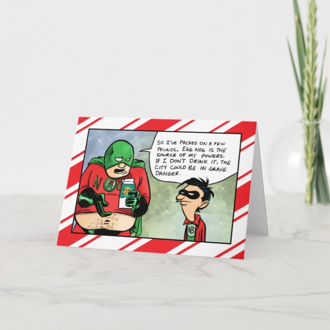 Nog-Man trinkt eggnog Weihnachtskarte Feiertagskarte (Vorderseite)