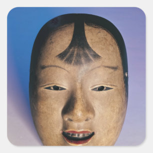 Noh-Theatermaske eines jungen Jungen namens Quadratischer Aufkleber