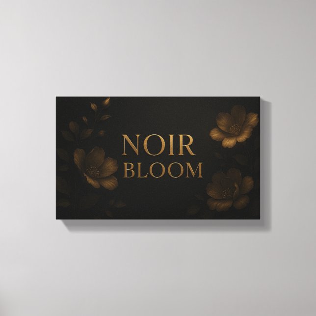 Noir Bloom Elegant Floral Art | Gold and Black Mod Leinwanddruck (Vorderseite)