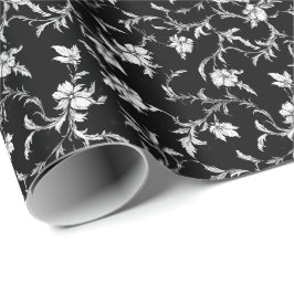 Noir-Blumenranken-Geschenkpapier Geschenkpapier