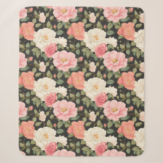 Noir-Blüten-Wärme Eleganter handgezeichneter Rosen Sherpadecke