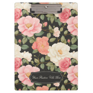 Noir Floral Elegante Vintag Pastel Blush Rose Klemmbrett