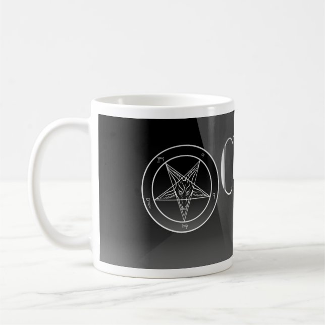 Noir Kirche der Satan Logo-klassischen weißen Kaffeetasse (Links)