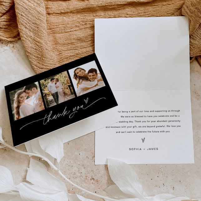 NOIR Minimalistische Foto Hochzeit Dankeschön-Kart Dankeskarte (Von Creator hochgeladen)