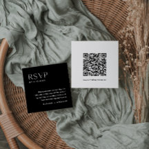 NOIR Minimalistische RSVP-Karte, QR-Code-Einsatz