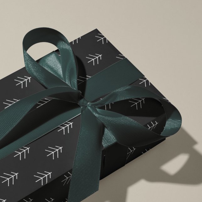Noir | Modernes Baummuster Geschenkpapier (Von Creator hochgeladen)