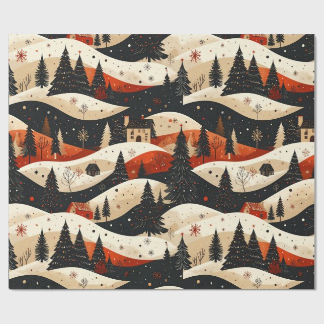 Noir Noël - Haus Geschenkpapier (Flach)