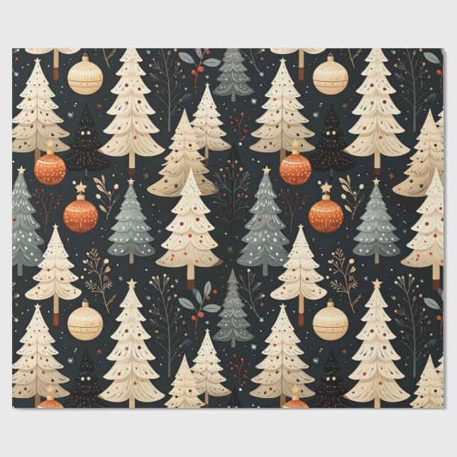 Noir Noël tree Geschenkpapier (Flach)