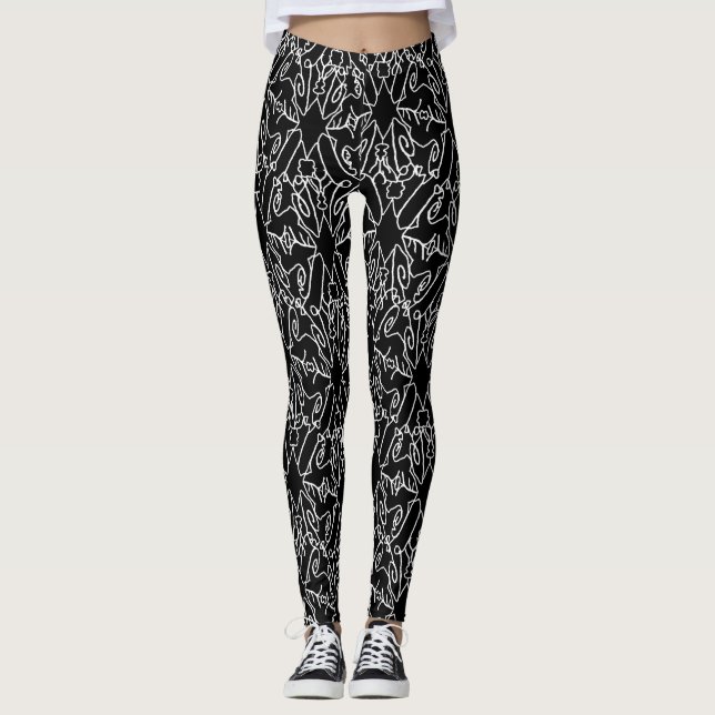 Noir Nouveau Chic Pattern Leggings (Vorderseite)