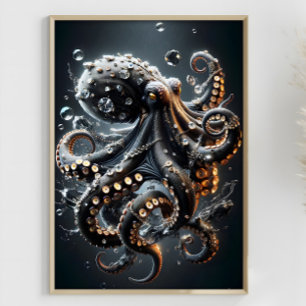 Noir Octopus Fantasy Dark Tintenfisch Surreal Tent Poster