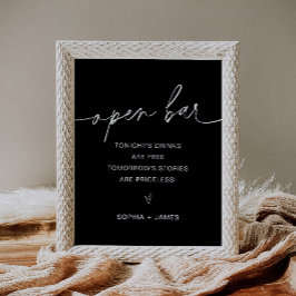 NOIR Open Bar Wedding Sign Poster