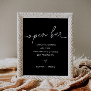 NOIR Open Bar Wedding Sign Poster