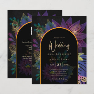 Noir Peacock Jewel Tones Floral Wedding