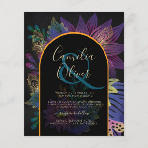 Noir Peacock Jewel Tones Floral Wedding Flyer