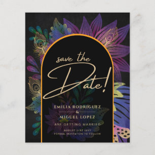 Noir Peacock Jewel Tones Floral Wedding Flyer