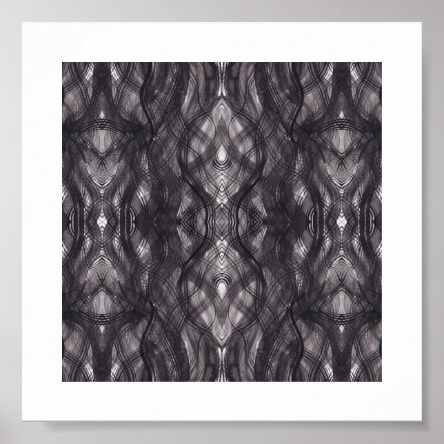 Noir Schwarze Abstrakte Aquarell-Kunst Poster (Vorne)