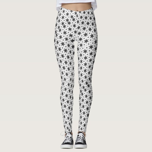 Noir Starry Stars Leggings, die Psydefexmuster hab Leggings (Vorderseite)