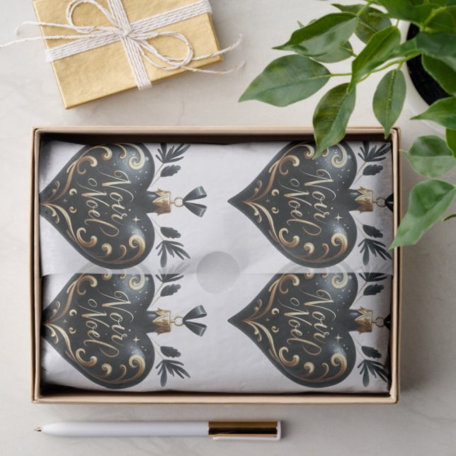 Noir Weihnachten Heart Shaped Ornament Geschenkpap Seidenpapier (Geschenk)