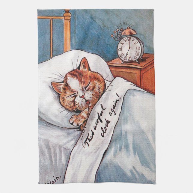 Noisy Alarm Clock, Louis Wain Geschirrtuch (Vertikal)