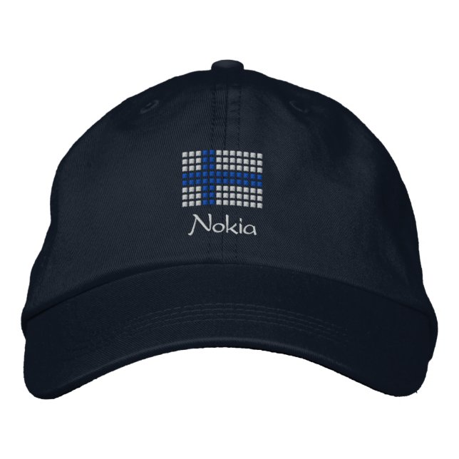 Nokia hattu - Finnischer FlaggenHat Bestickte Baseballkappe (Vorderseite)