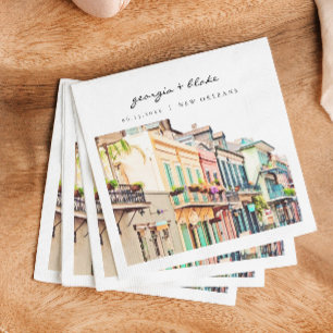 NOLA Aquarell New Orleans Bourbon Street Hochzeit Serviette