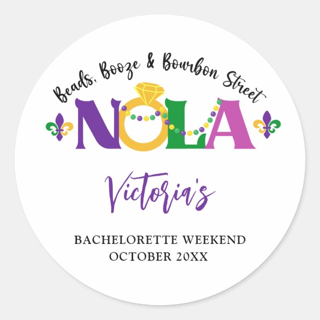 NOLA BACHELORETTE WEEKEND RUNDER AUFKLEBER (Vorderseite)