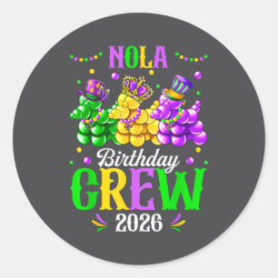 Nola Geburtstagstruppe 2026 New Orleans Mardi Gras Runder Aufkleber
